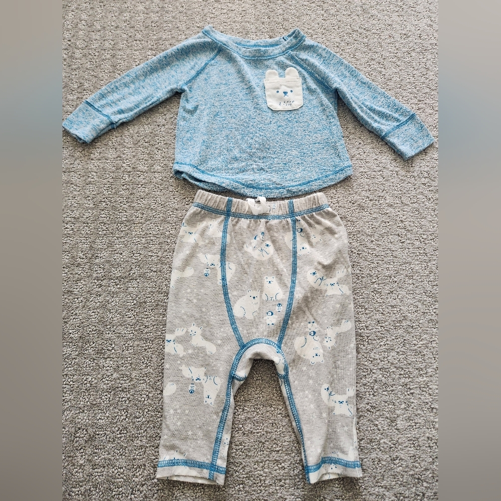 Cat & Jack Sleepwear Set Snow winter‎ Polar Bear Size 3-6 months